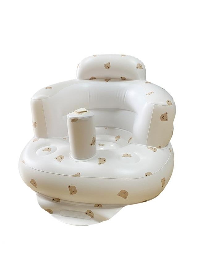 Baby Inflatable Chair Portable Foldable Printed Leakproof Soft Shower Sofa for Training Toddlers Kids Bear