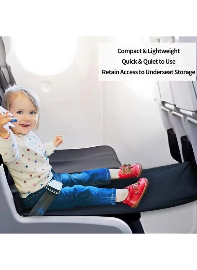 Airplane Footrest for Toddlers Portable Folding Easy Installation Adjustable Nylon Strap Airplane Seat Extender Black