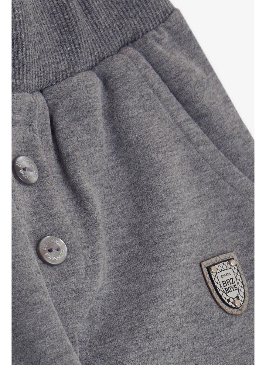 Girls & Boys Baby Boy Bottom Button Accessory Embroidered Pocket 9 Months-3 Years, Dark Gray Melange