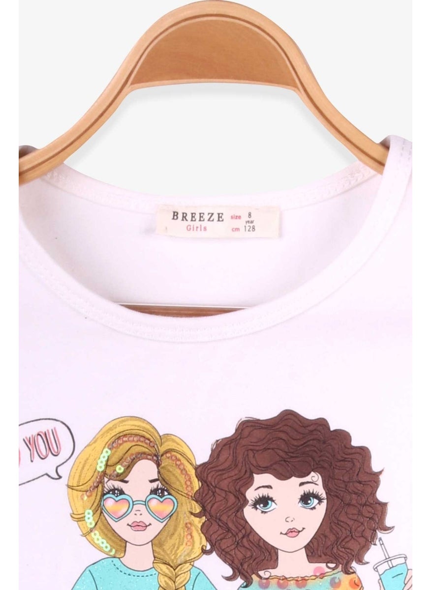 Girl's T-Shirt Friendship Themed Ecru (8-12 Years)