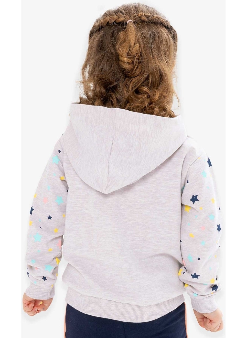 Girl Cardigan Sleeves Patterned Printed 1-4 Years, Beige Melange