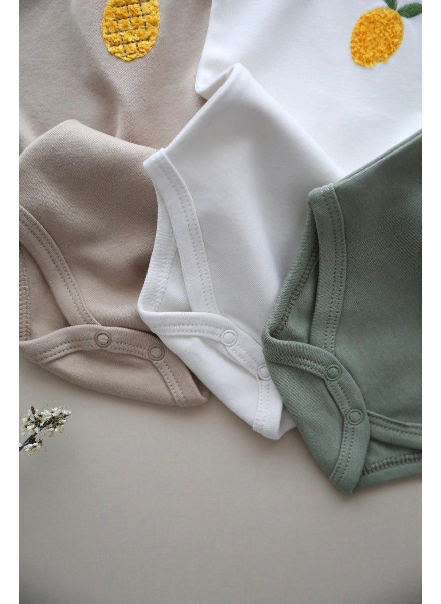 3-Piece Embroidered Snap Badi - Zıbın Model 3