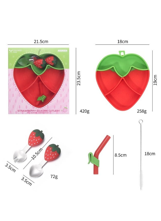 Food Grade Children's Silicone Plate Maternal And Infant Products Fork Spoon Infant Food Plate Feeding Cutlery Plate Plate
