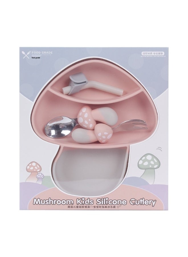 Food Grade Children's Silicone Plate Maternal And Infant Products Fork Spoon Infant Food Plate Feeding Cutlery Plate Plate