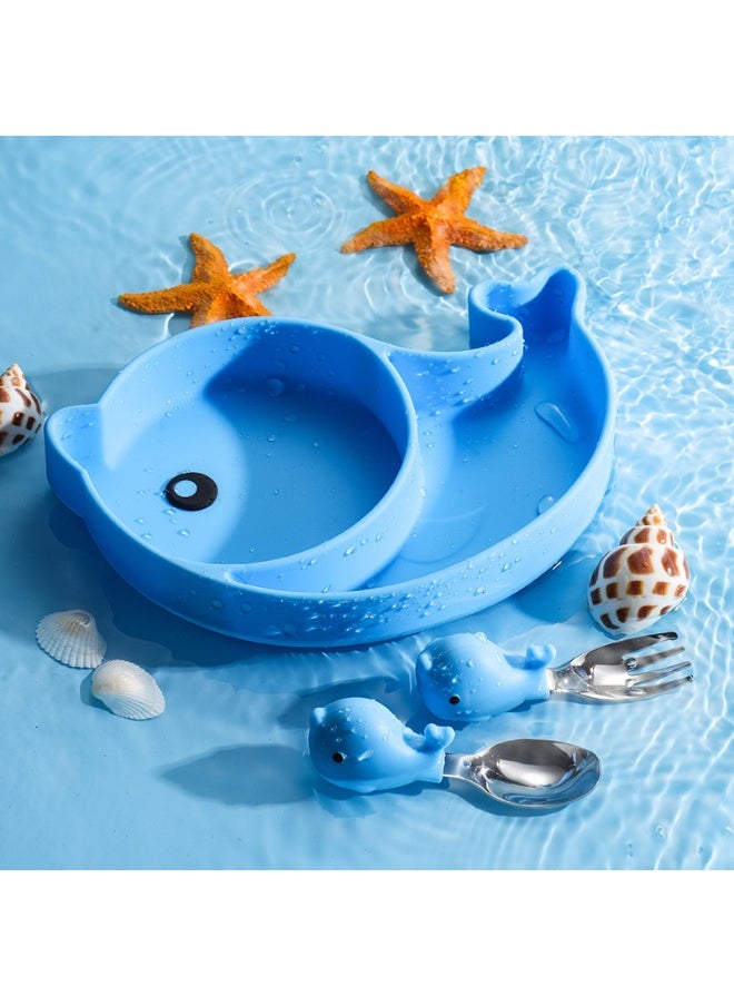 Food Grade Children's Silicone Plate Maternal And Infant Products Fork Spoon Infant Food Plate Feeding Cutlery Plate Plate