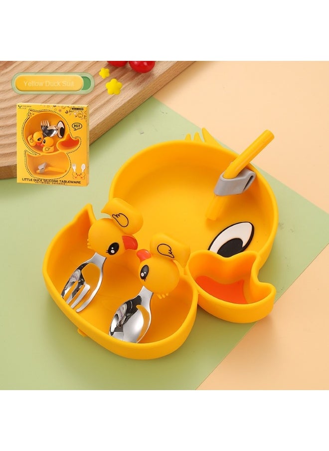 Food Grade Children's Silicone Plate Maternal And Infant Products Fork Spoon Infant Food Plate Feeding Cutlery Plate Plate