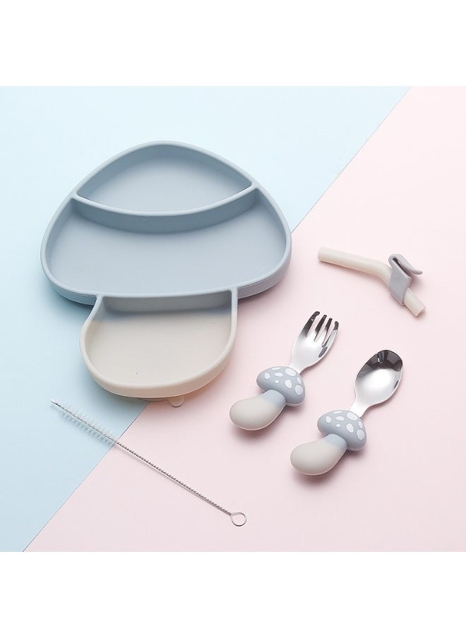 Food Grade Children's Silicone Plate Maternal And Infant Products Fork Spoon Infant Food Plate Feeding Cutlery Plate Plate