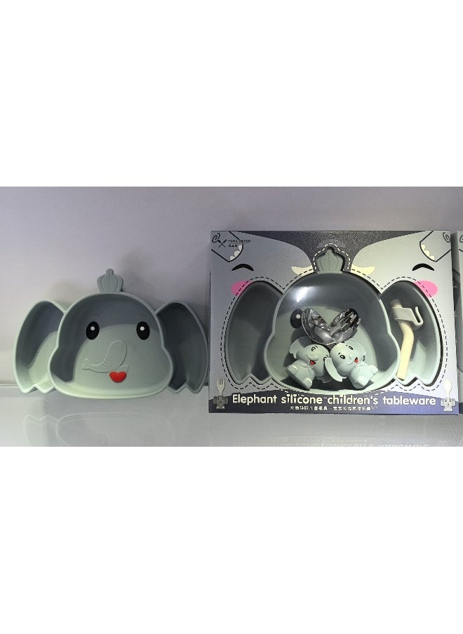 Food Grade Children's Silicone Plate Maternal And Infant Products Fork Spoon Infant Food Plate Feeding Cutlery Plate Plate