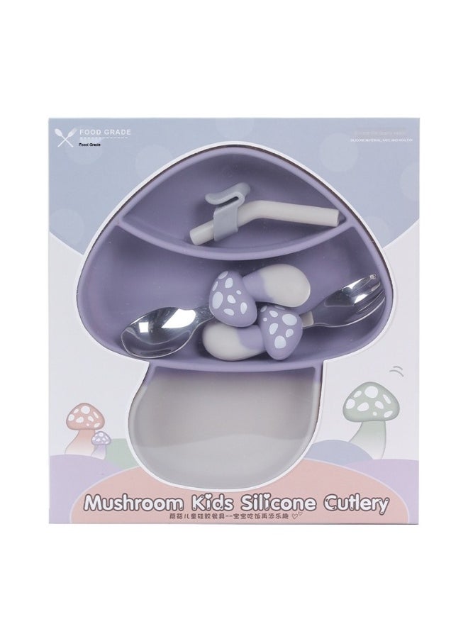 Food Grade Children's Silicone Plate Maternal And Infant Products Fork Spoon Infant Food Plate Feeding Cutlery Plate Plate