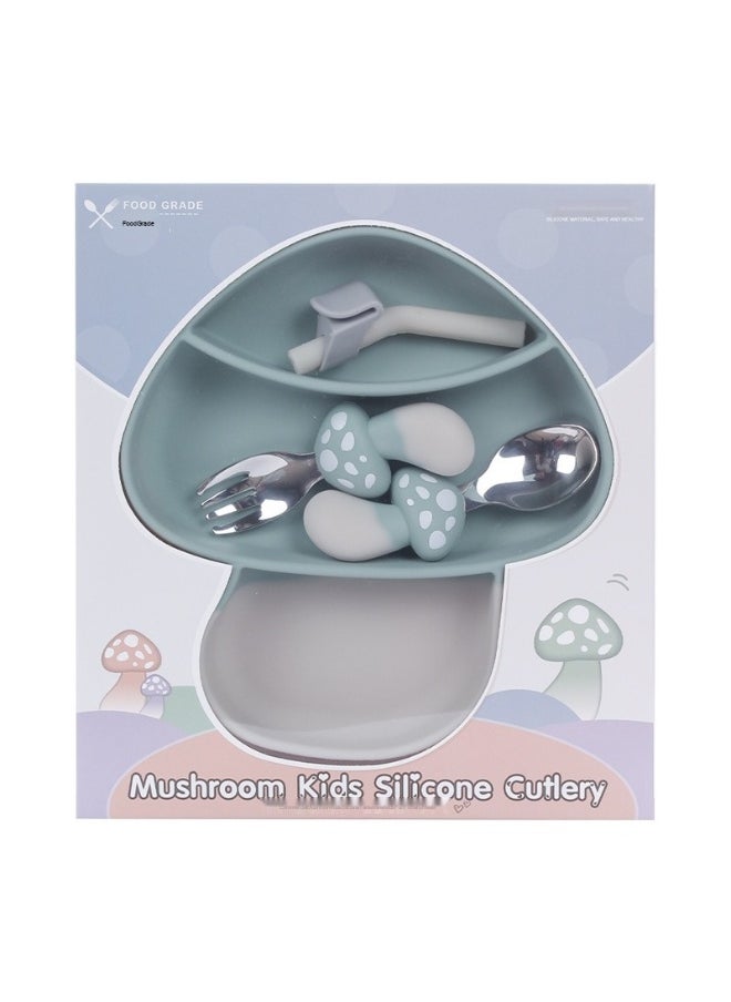 Food Grade Children's Silicone Plate Maternal And Infant Products Fork Spoon Infant Food Plate Feeding Cutlery Plate Plate