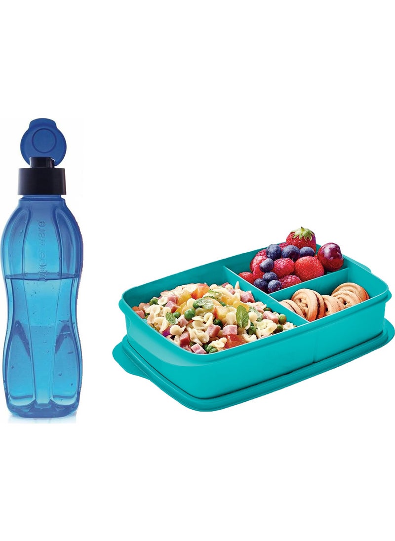 Nutrition Set (Compartment Lunch Box 1 l and Eco Bottle 750 ml Blue)