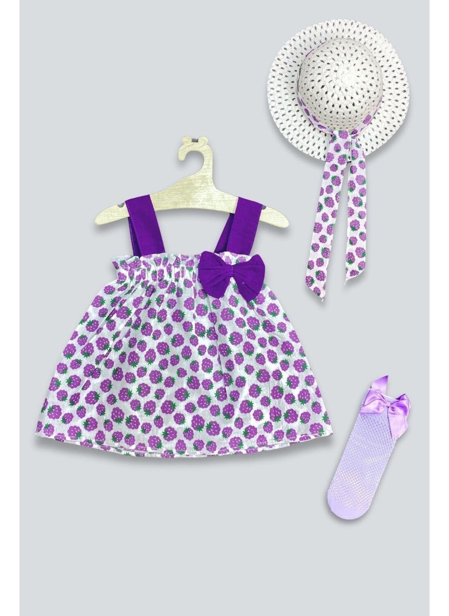 Hat Blackberry Dress Fishnet Socks Set