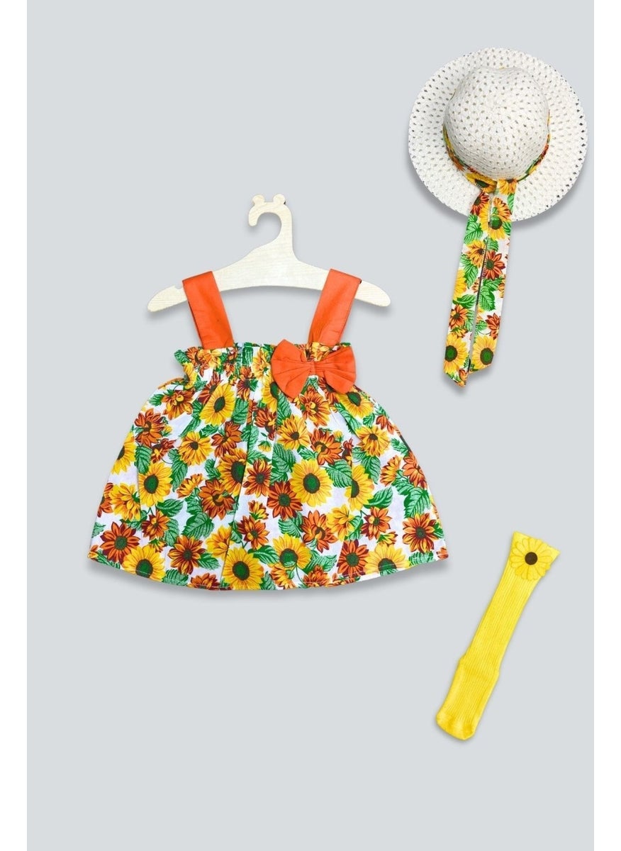 Sunflower Patterned Hat and Sock Set