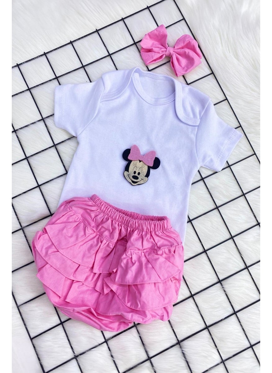 New Season Baby Girl Fruit Patterned Bandana Accessory Frilly Shorts Combination