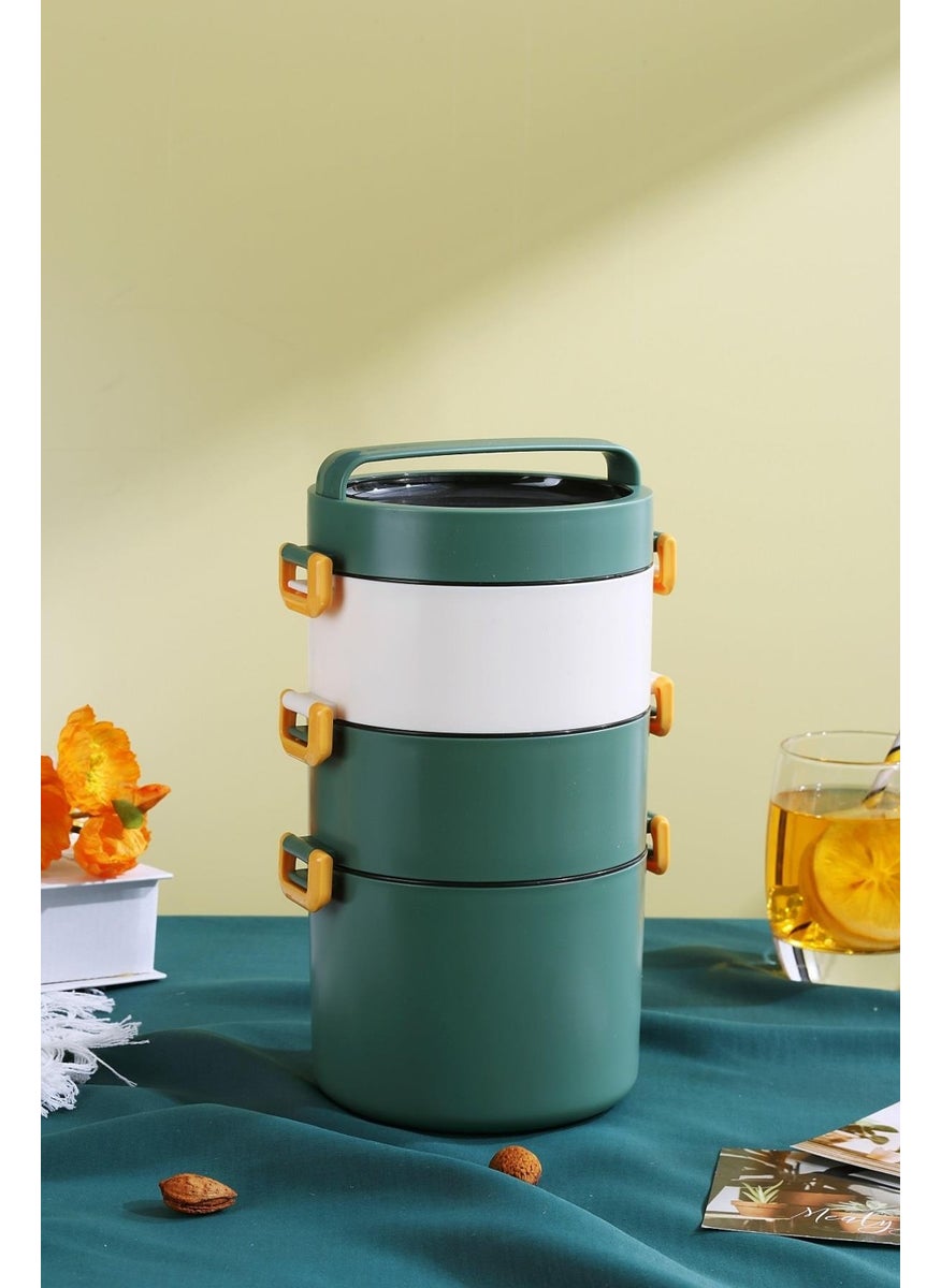 Bento Lunch Box New Generation Lunch Box For Office-School 3 Layer Large Size Steel FF545