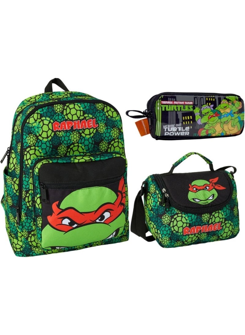 GENC DIGITAL PRINTING Ninja Turtles Primary and Secondary School Bag Lunch and Pencil Bag Set