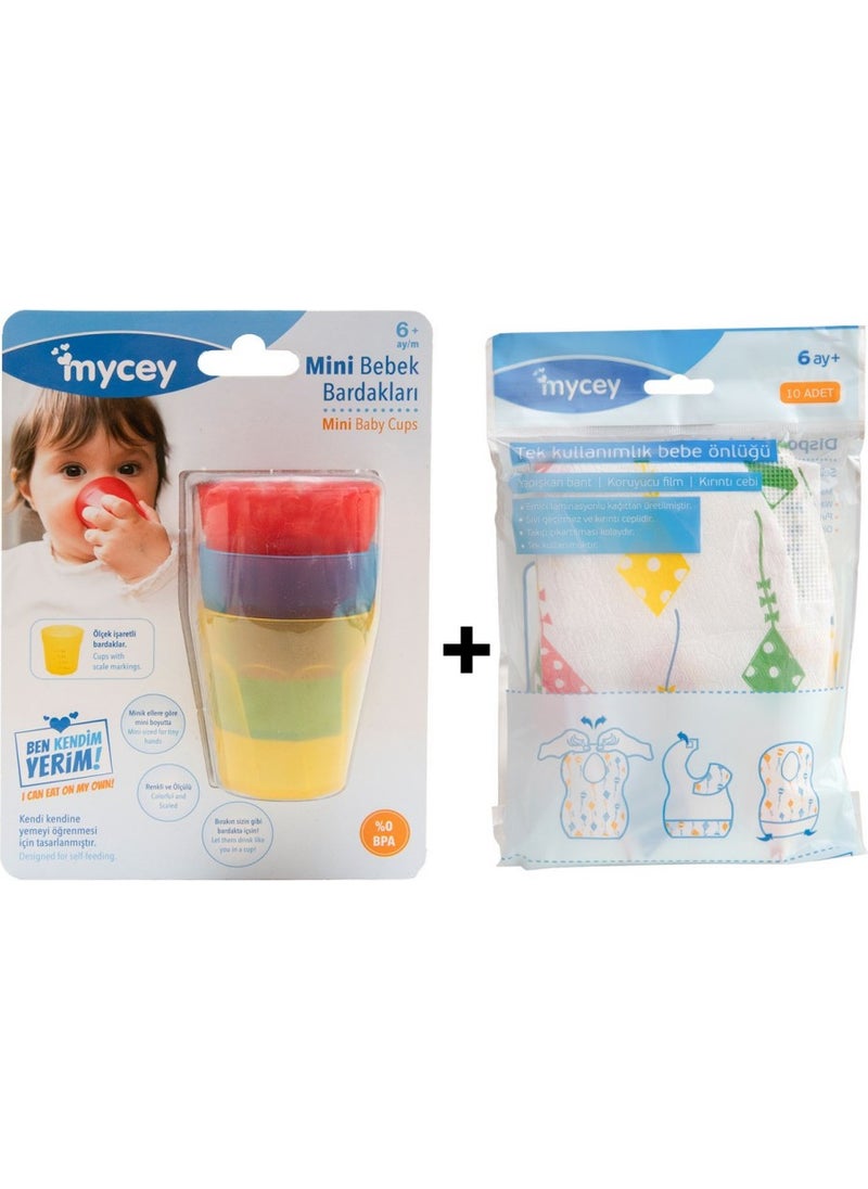 2-Piece Feeding Set (Mini Baby Cups + Disposable Bib-10)