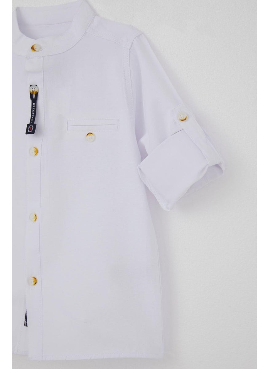 Baby Boy Shirt Buttoned and Embroidered 9 Months-3 Years, White