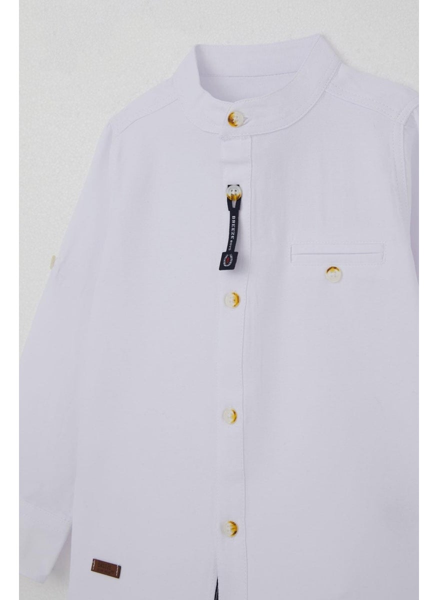 Baby Boy Shirt Buttoned and Embroidered 9 Months-3 Years, White