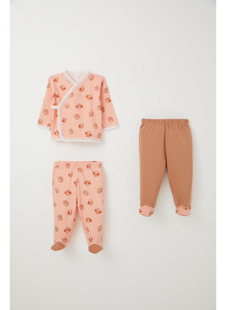 Baby Girl Hospital Release 3-Pack Cute Bird Pattern 0-4 Months, Salmon