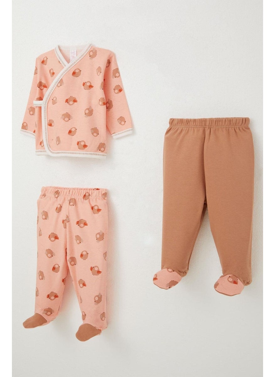 Baby Girl Hospital Release 3-Pack Cute Bird Pattern 0-4 Months, Salmon