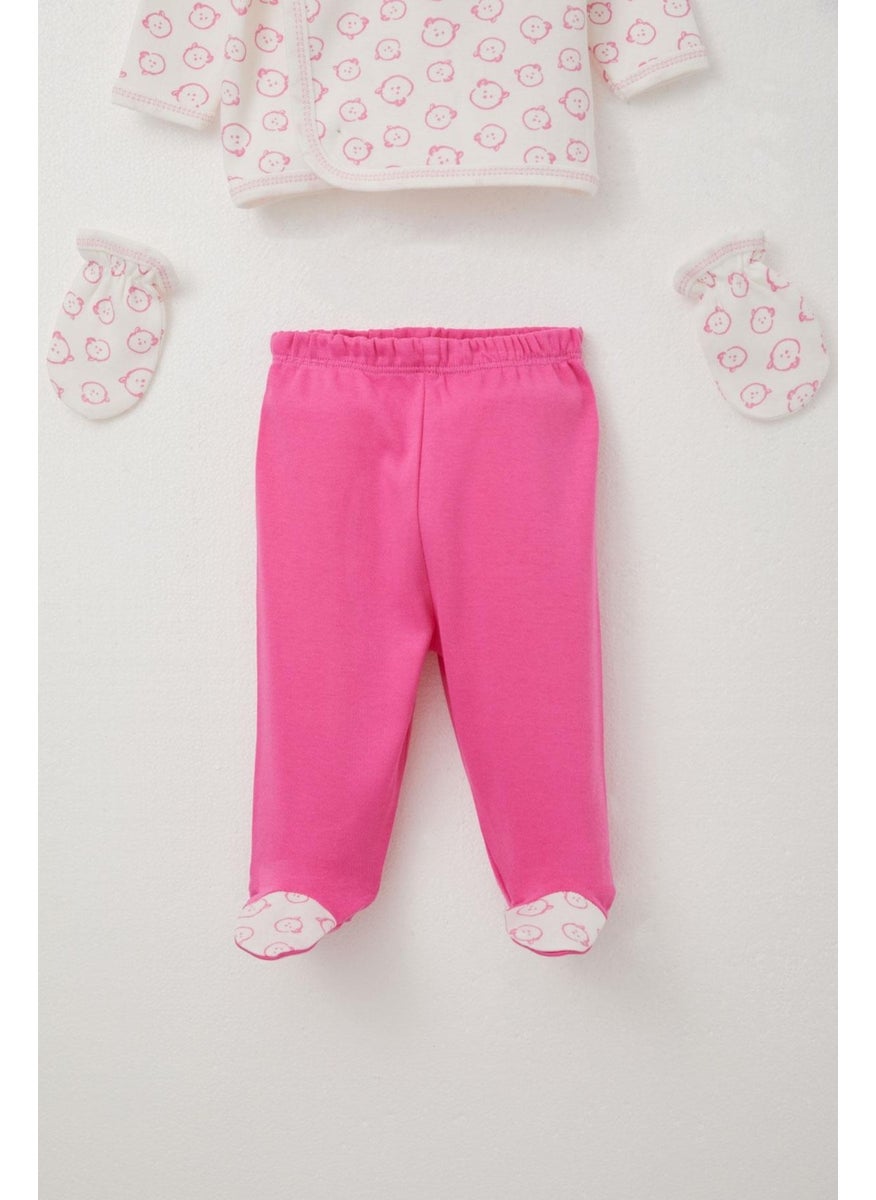 Baby Girl Hospital Release 5-Piece Cute Baby Teddy Bear 0-3 Months, Ecru