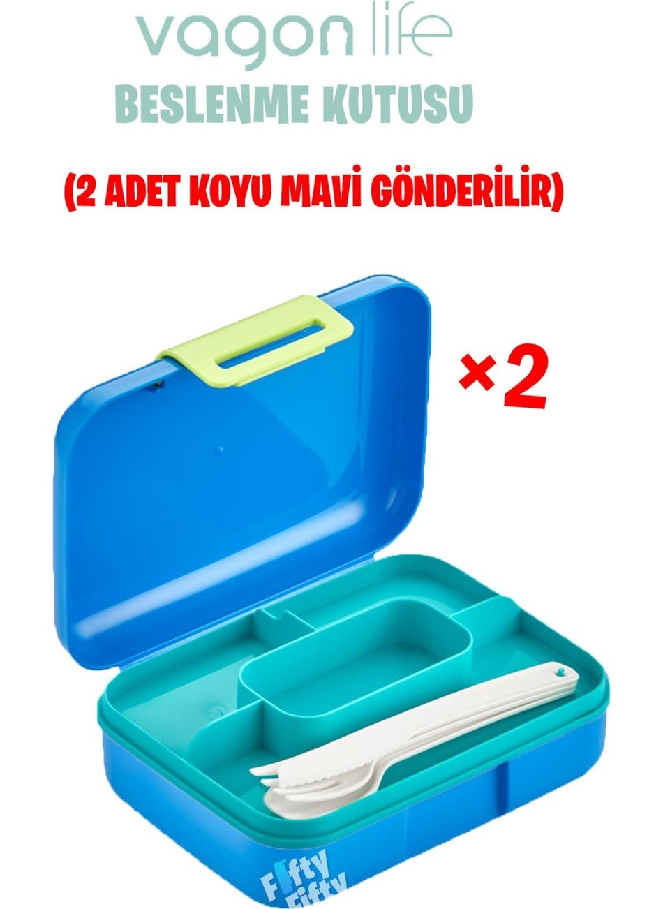 Lunch Box with 2 Tiers Cutlery Set