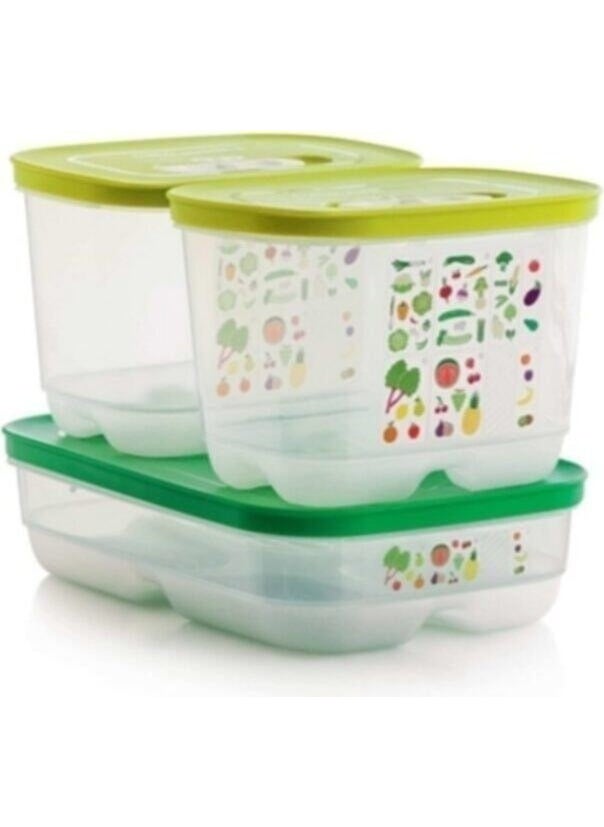 Sera Refrigerator Storage Container Set of 3 (1 Horizontal 2 Vertical 1.8 Lt)