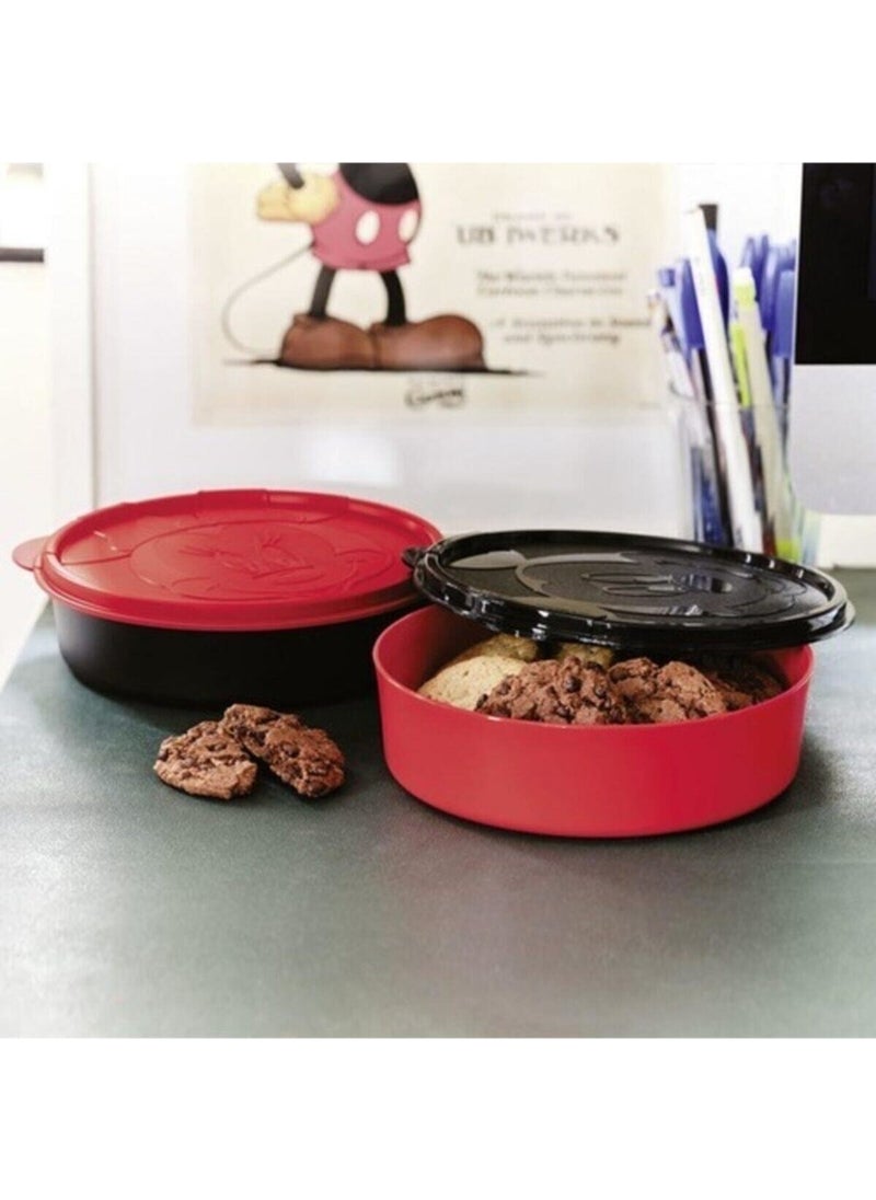 Minnie & Mickey Mouse 2-Piece Food Storage Set (Multi-Purpose Plate and Storage Container)