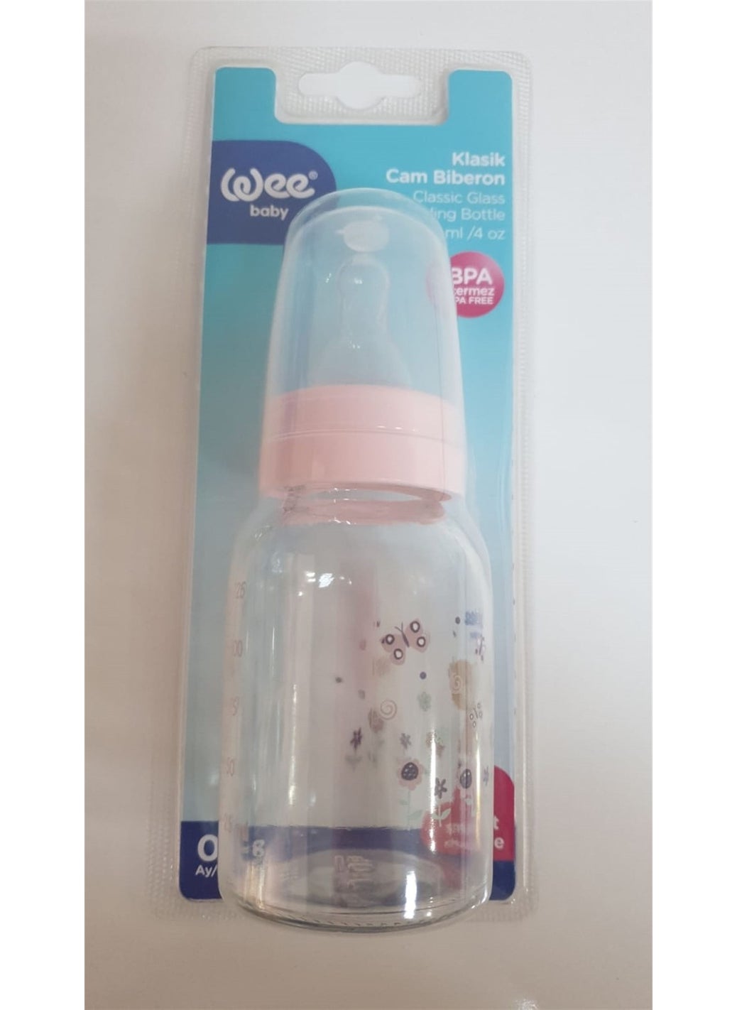 Classic Glass Baby Bottle 125 ml - Pink