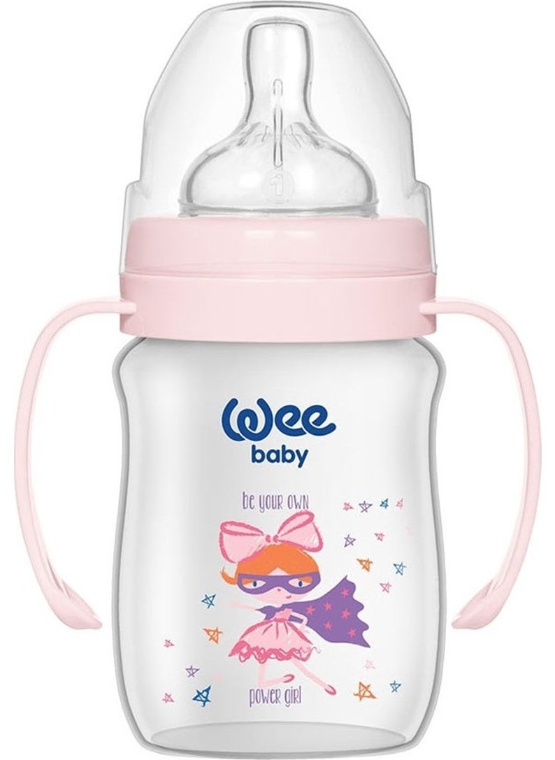 Classic Plus Wide Mouth PP Feeding Bottle with Handle 150 ml Pink