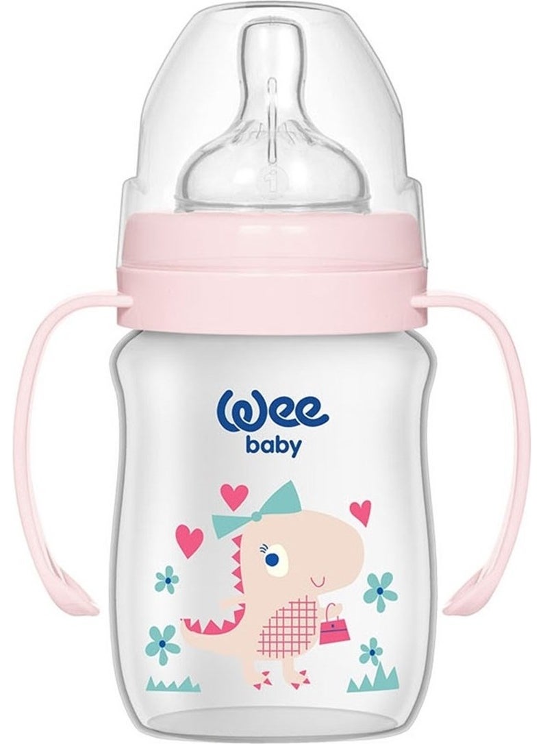 Classic Plus Wide Mouth PP Feeding Bottle with Handle 150 ml Pink