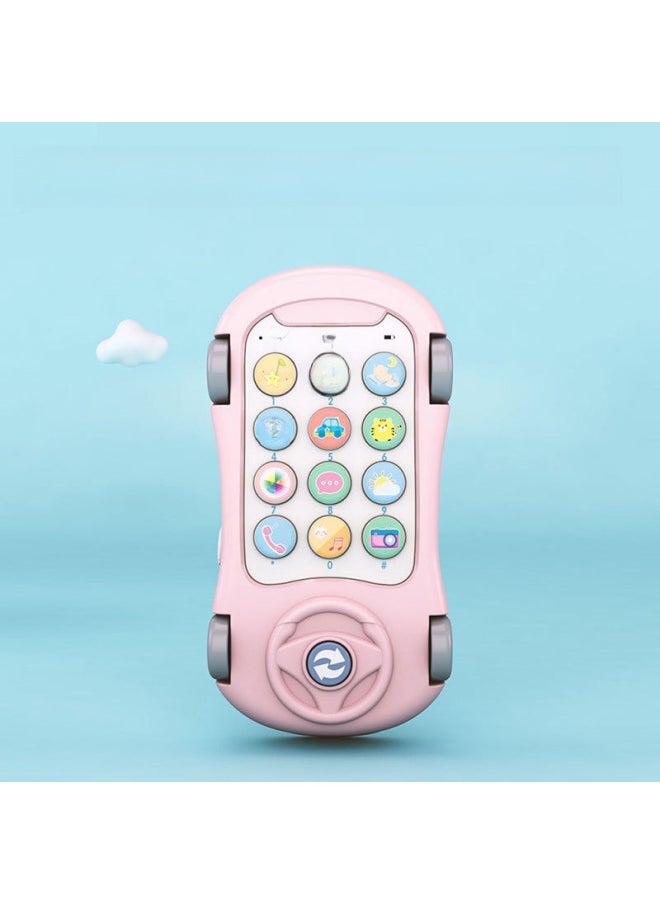 Children's Music Mobile Phone Baby Toy Car Boys And Girls Phone Baby Can Bite Children Simulation Puzzle 0-3 Years Old-Color:Blue And Green (three Batteries + Lanyard + Screwdriver)