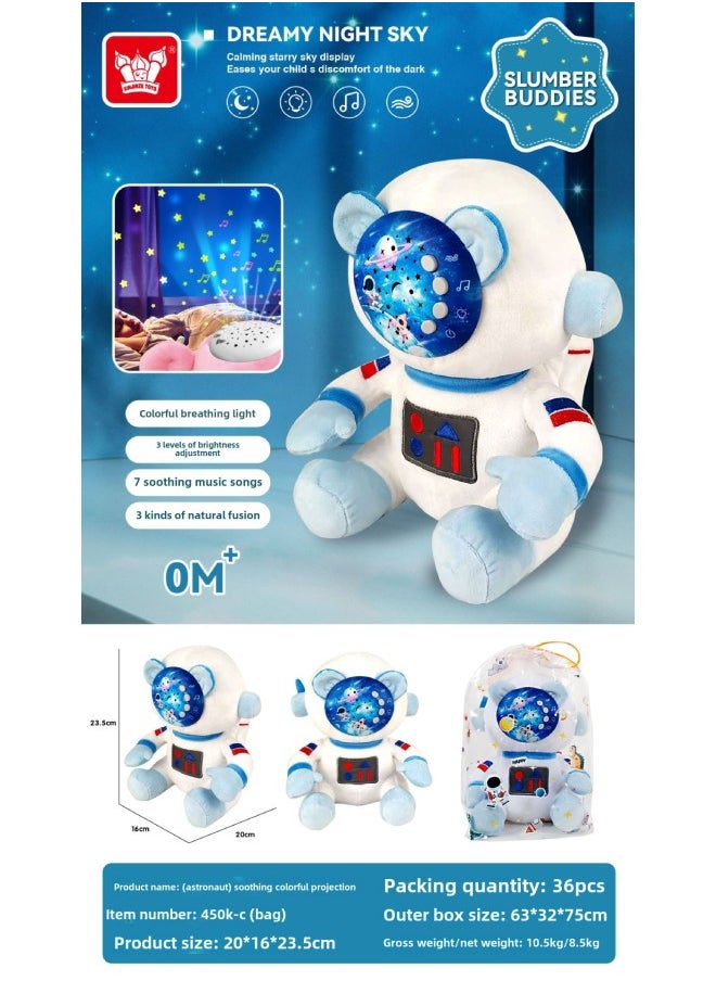 Baby Soothing Colorful Projection Toy Set Box Kidsren's Companion Plush Sleeping Doll Supermarket Wholesale-Specifications:Soothing Colorful Projection Astronaut Doll-[bunch Gift Bag]
