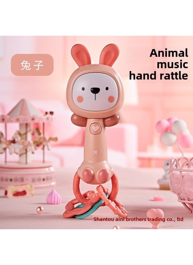 Infant Hand Stick Newborn Soothing Doll Infant 0-1 Year Old Baby Toy Sound And Light Hand Rattle-Color:Hand Rattle—rabbit (color Box)