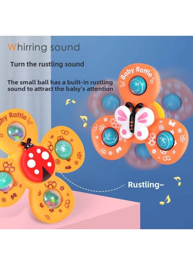 Children's Sucker Turning Music Infant Cartoon Finger Rotating Top Baby Rattle Early Education Educational Toys-Colour:Insect Fun