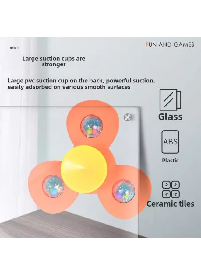 Children's Sucker Turning Music Infant Cartoon Finger Rotating Top Baby Rattle Early Education Educational Toys-Colour:Insect Spin 1