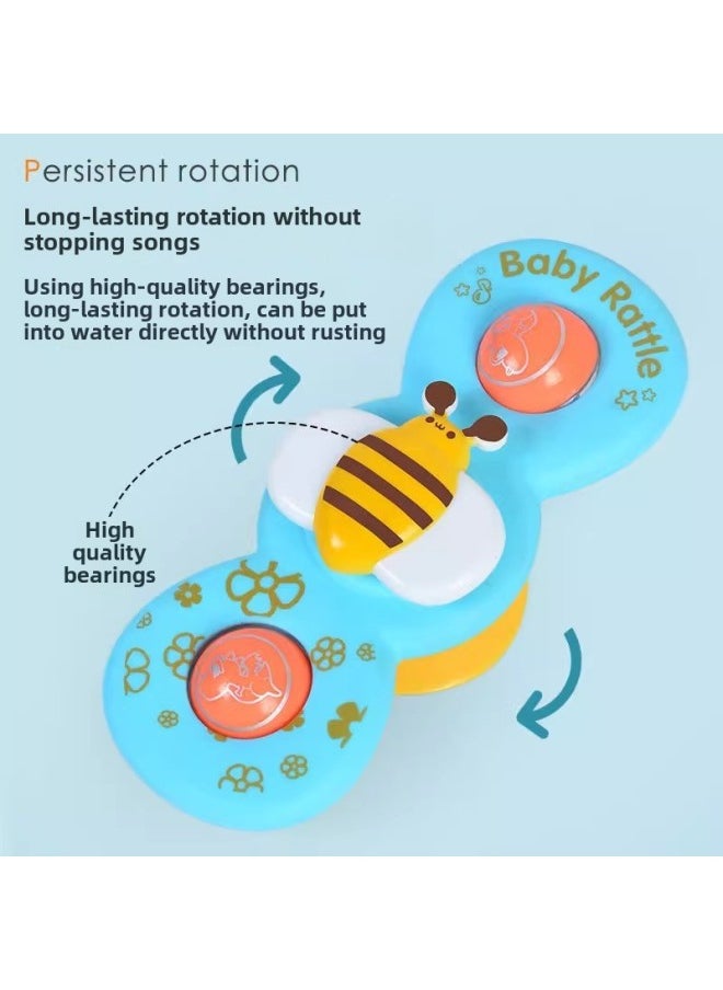Children's Sucker Turning Music Infant Cartoon Finger Rotating Top Baby Rattle Early Education Educational Toys-Colour:Insect Spin 1