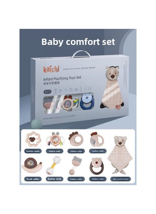 Karchi Soothing Plush Toy Gift Box Suit Baby Grit Rattle Toy For Sleeping Guangdong Province-Colour:Boiled Rattle 9 Piece Set Kaichi Kaichi