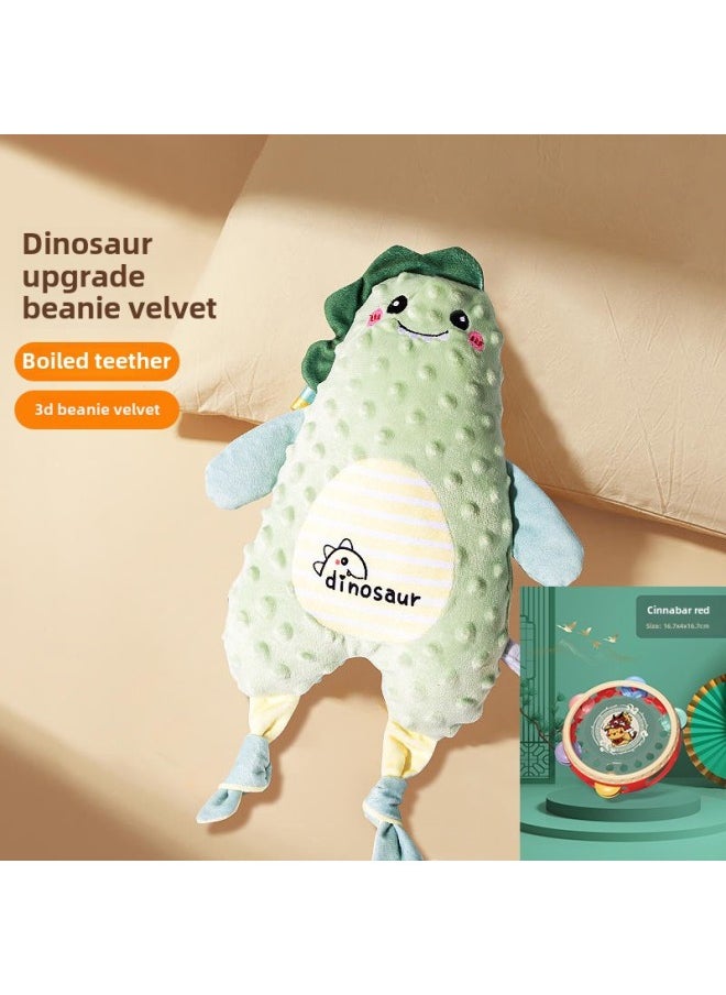 Newborn Toy Baby Ambient Towel 0-6 Months Baby Entrance Bite To Soothe Sleeping Peas Doll 0-1 Years Old-Color:Dinosaur Peas Velvet Gum [Red] Hand Tambourine