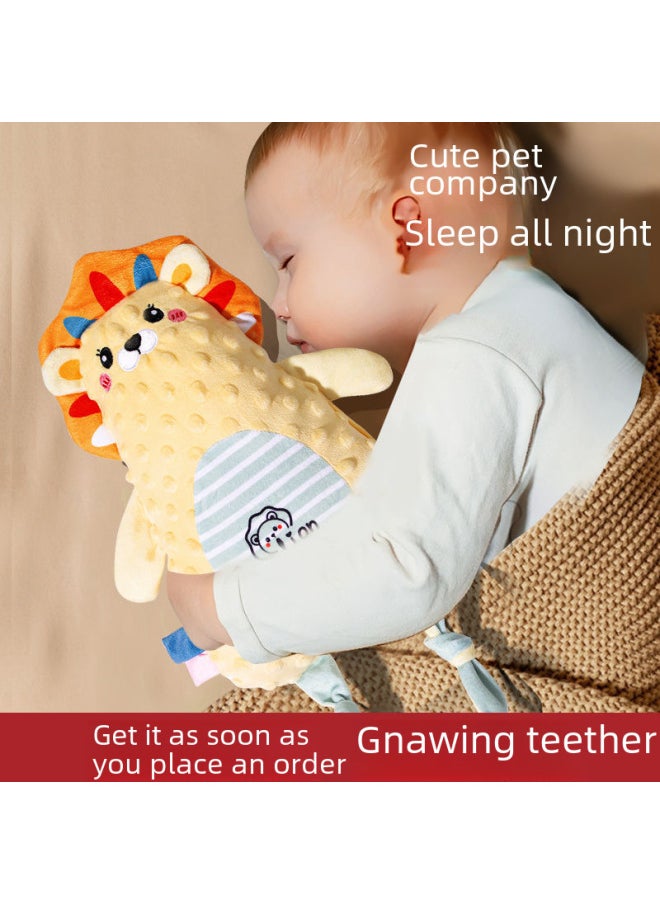 Newborn Toy Baby Ambient Towel 0-6 Months Baby Entrance Bite To Soothe Sleeping Peas Doll 0-1 Years Old-Color:Dinosaur Peas Velvet Gum [Red] Hand Tambourine