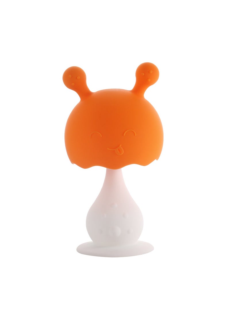 Bunny Teether Rattle Anti-Choke Mushroom Teething Toy Orange