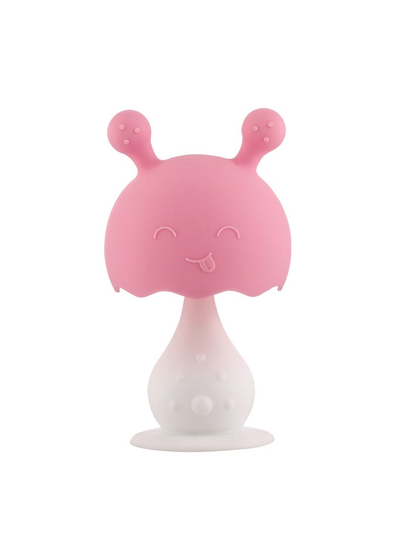 Bunny Teether Rattle Anti-Choke Mushroom Teething Toy Pink