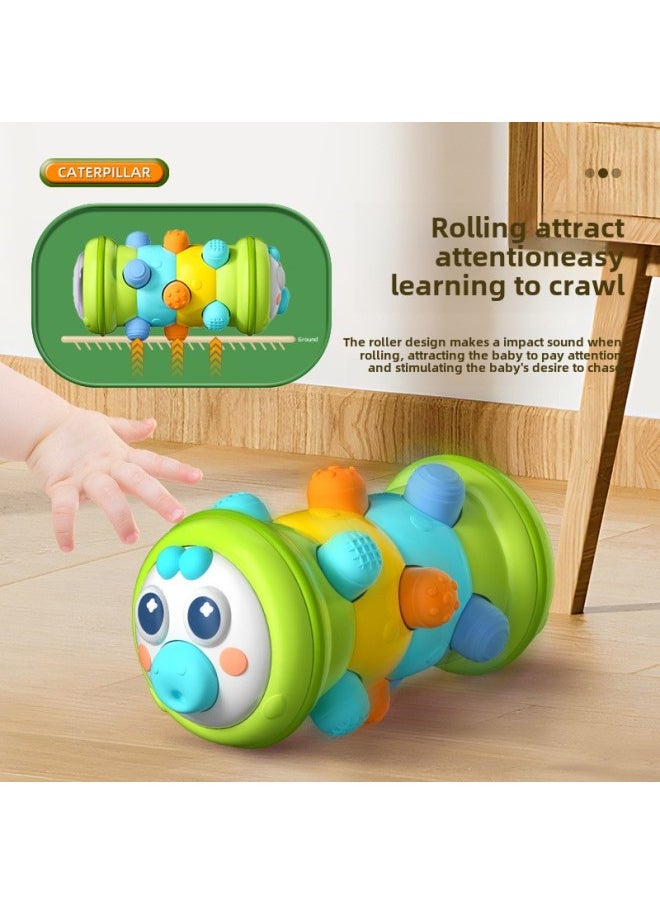Cartoon Cute Fun Roller Caterpillar Pressing Early Education Educational Exercise Finger Grasping Crawling Training Infant Toys-Color:RYB1022-23 Coral Pink Roller Caterpillar
