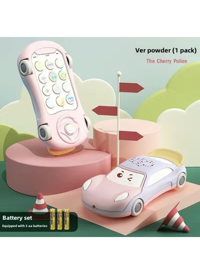 Children's Music Mobile Phone Baby Toy Car Boys And Girls Phone Baby Can Bite Children Simulation Puzzle 0-3 Years Old-Color:Purple Powder (three Batteries + Lanyard + Screwdriver)