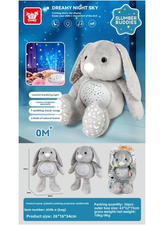 Baby Soothing Colorful Projection Toy Set Box Kidsren's Companion Plush Sleeping Doll Supermarket Wholesale-Specifications:Soothing Colorful Projection Bunny Doll-[bunch Gift Bag]