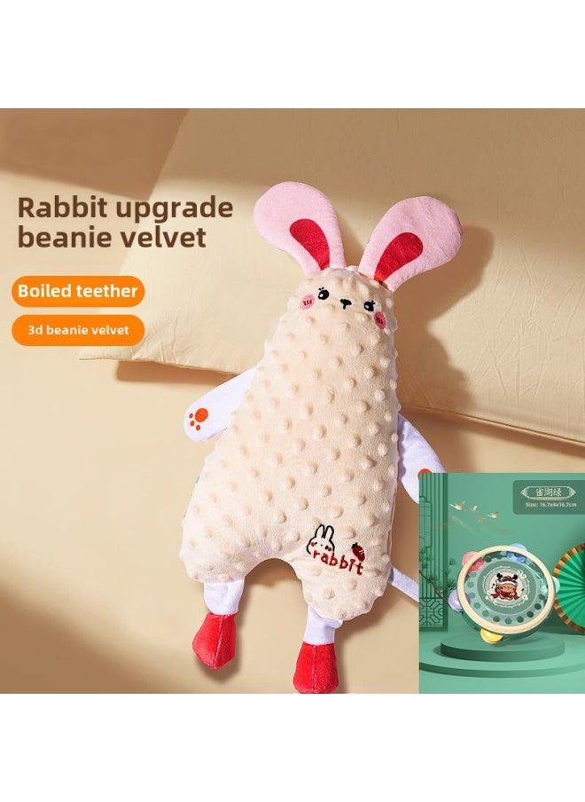 Newborn Toy Baby Ambient Towel 0-6 Months Baby Entrance Bite To Soothe Sleeping Peas Doll 0-1 Years Old-Color:Rabbit Pea Velvet Tooth Gel [Green] Hand Tambourine