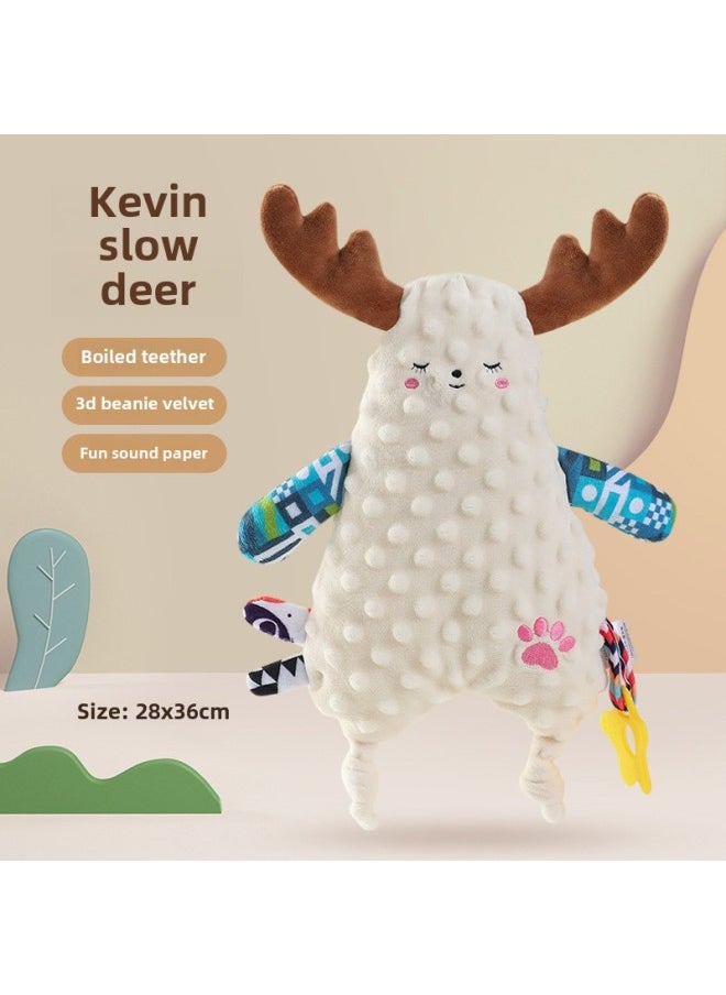 Sleep Comfort Doll Baby Can Import Newborn Bite PP Cotton Baby Artifact Hand Doll Tooth Gel Toy-Color:Slow Deer