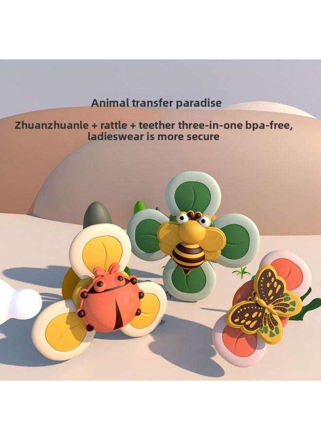 Products Will Rotate Feeding And Bathing Children's Sucker Gyro Turn Music Children's Table Rotating Baby Toys-Color:Three Mixed