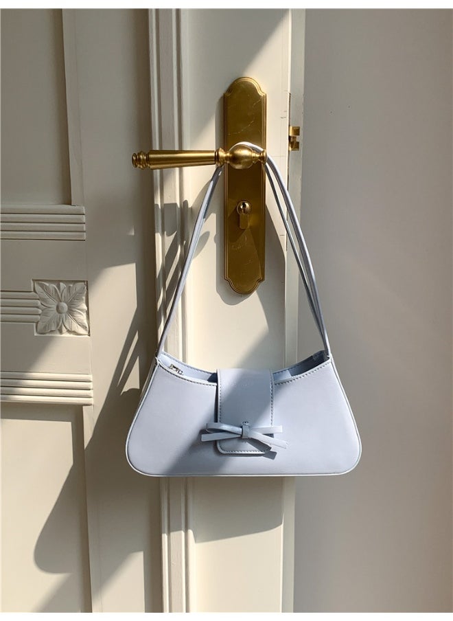 Korean Bag Women's Bag Single Shoulder Baguette Bag Fashion Minimalist Bow Underarm Bag